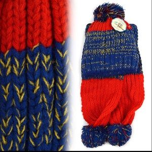 Kids pom beanie hat and scarf